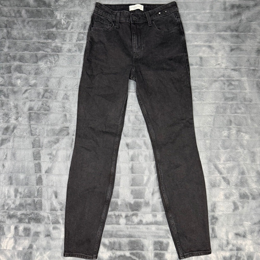 Abercrombie & Fitch The Skinny High Rise Jeans Black Size 25 0R Slim Fit Denim
